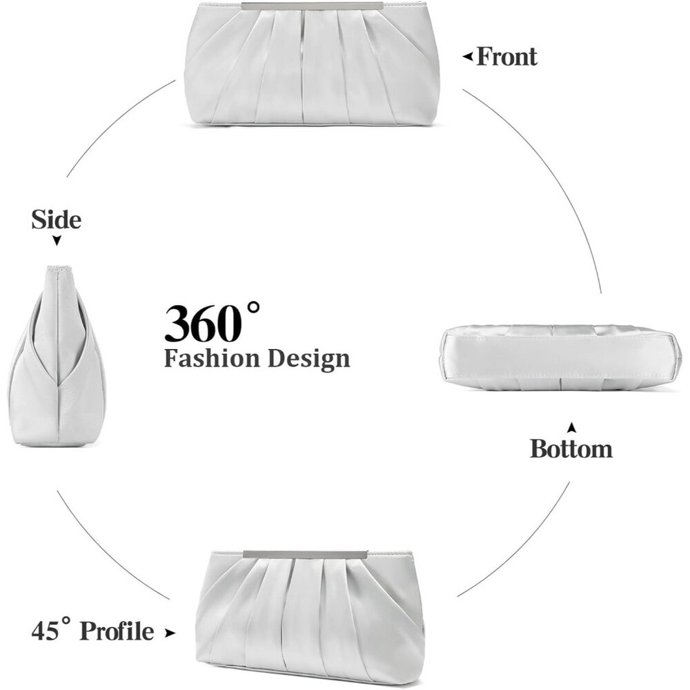Chic Silver Satin Evening Bag - Versatile Clutch,… - image 7